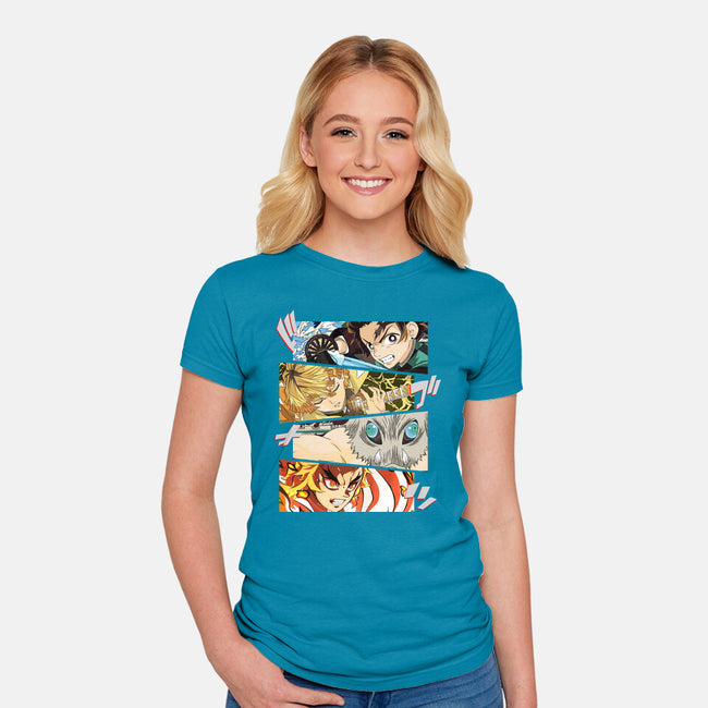 Angry Face Demon-womens fitted tee-RonStudio
