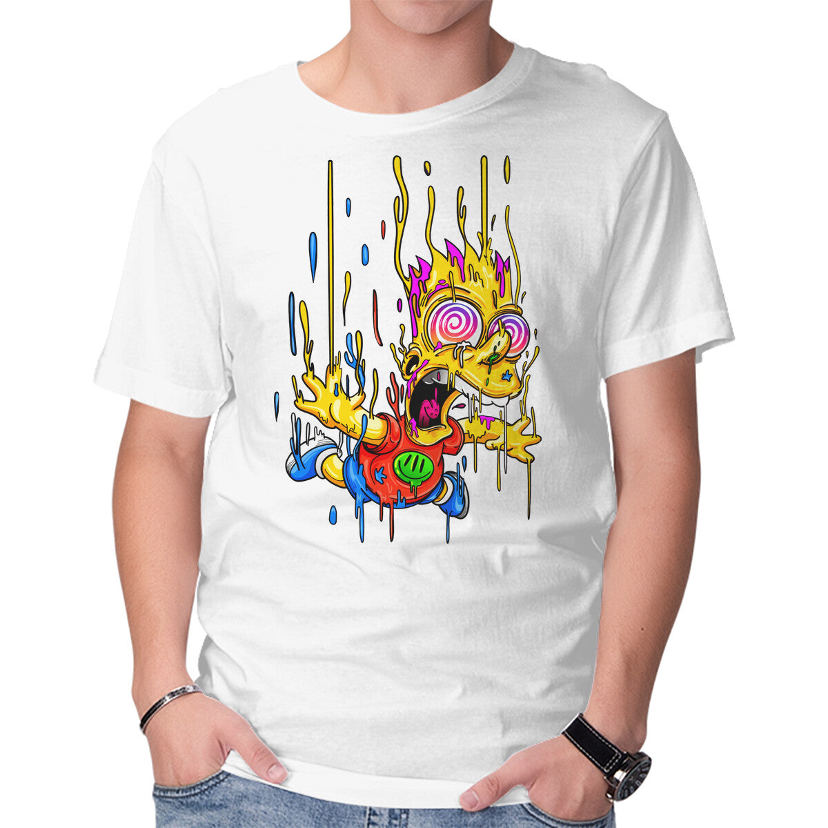 【mnem】Bart Layered Tee VTG 90s The Simpsons Bart Bartman Skateboard Youth Sm T
