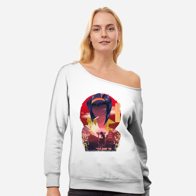 Hunter Valentine-womens off shoulder sweatshirt-daudau