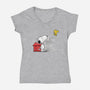 Dog With Bird-womens v-neck tee-zascanauta