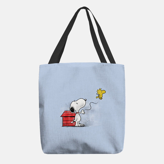 Dog With Bird-none basic tote bag-zascanauta