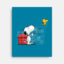 Dog With Bird-none stretched canvas-zascanauta