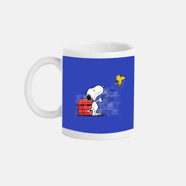 Dog With Bird-none mug drinkware-zascanauta