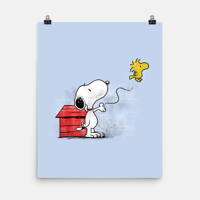 Dog With Bird-none matte poster-zascanauta