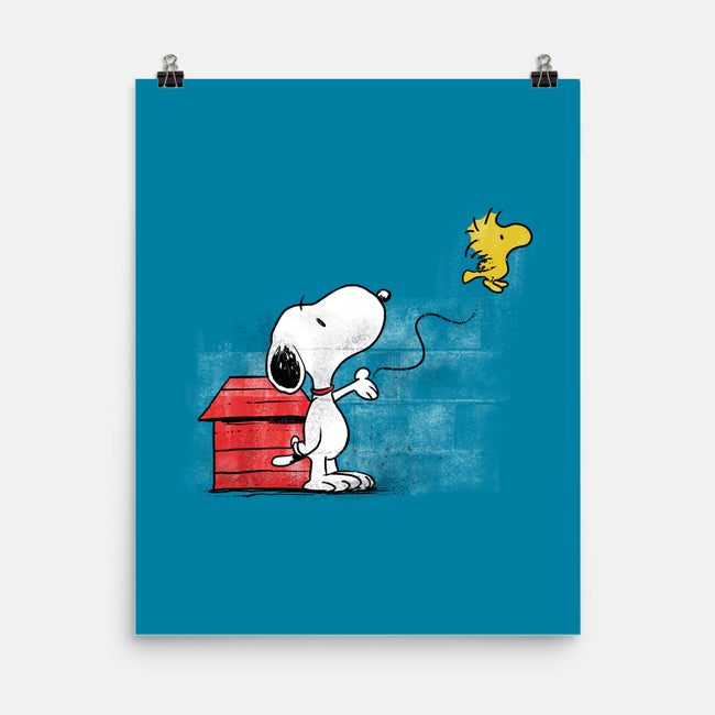 Dog With Bird-none matte poster-zascanauta