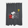 Dog With Bird-none polyester shower curtain-zascanauta