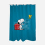 Dog With Bird-none polyester shower curtain-zascanauta