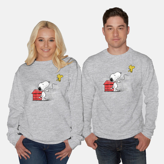 Dog With Bird-unisex crew neck sweatshirt-zascanauta