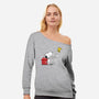 Dog With Bird-womens off shoulder sweatshirt-zascanauta