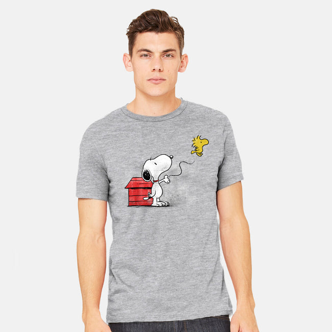 Dog With Bird-mens heavyweight tee-zascanauta