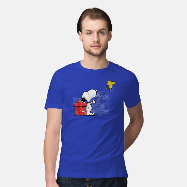 Dog With Bird-mens premium tee-zascanauta