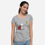 Dog With Bird-womens v-neck tee-zascanauta