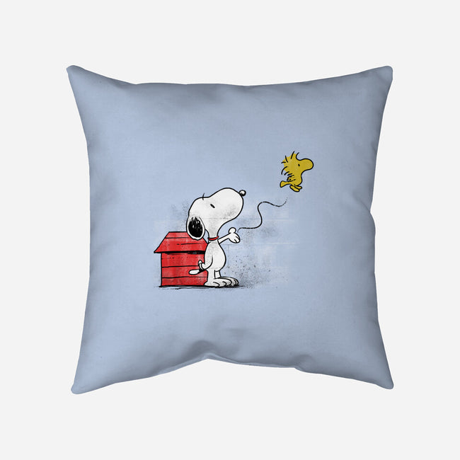 Dog With Bird-none removable cover w insert throw pillow-zascanauta