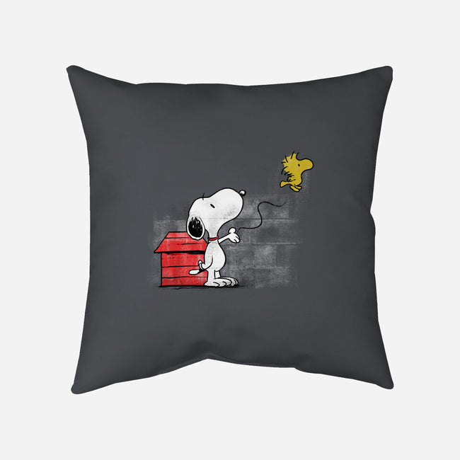Dog With Bird-none removable cover w insert throw pillow-zascanauta