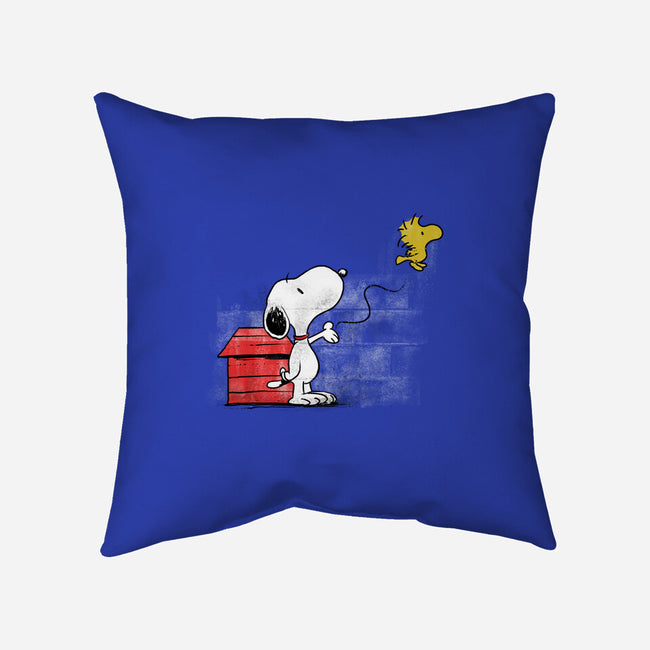 Dog With Bird-none removable cover w insert throw pillow-zascanauta
