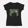 Starry Cat-womens v-neck tee-yumie
