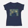 Starry Cat-womens v-neck tee-yumie