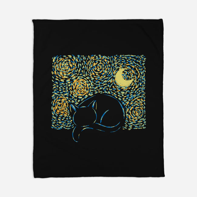 Starry Cat-none fleece blanket-yumie