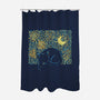 Starry Cat-none polyester shower curtain-yumie