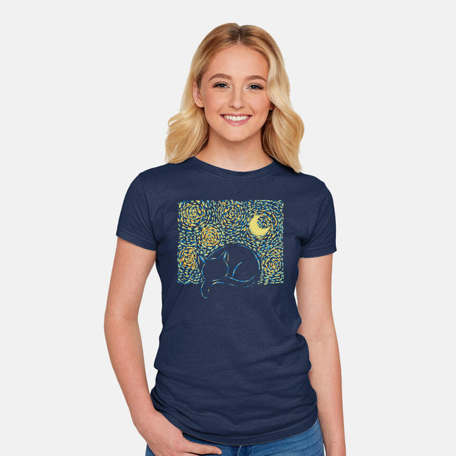 Starry Cat-womens fitted tee-yumie