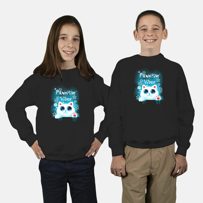 Pawsitive Vibes-youth crew neck sweatshirt-erion_designs