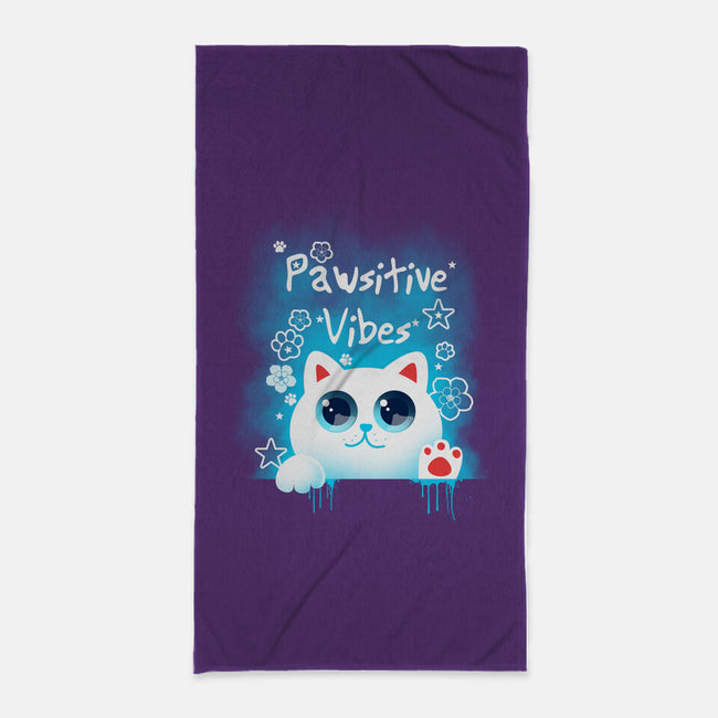 Pawsitive Vibes-none beach towel-erion_designs
