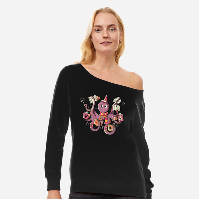 Magic Octopus-womens off shoulder sweatshirt-tobefonseca