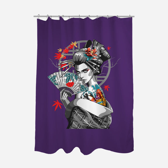 Irezumi II Geisha-none polyester shower curtain-heydale