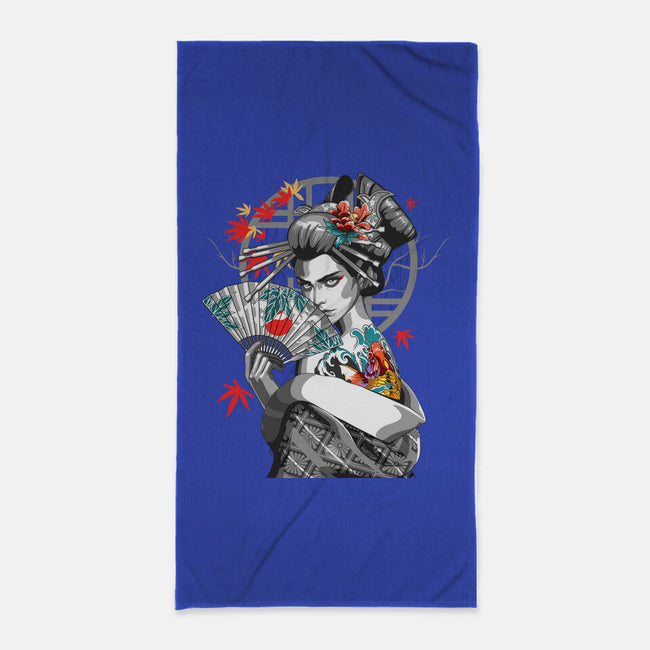Irezumi II Geisha-none beach towel-heydale