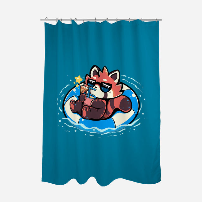 Summer Red Panda-none polyester shower curtain-TechraNova