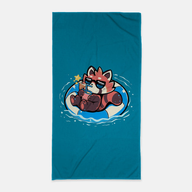 Summer Red Panda-none beach towel-TechraNova