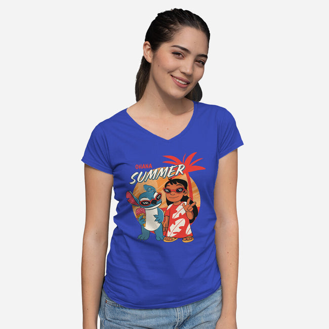 Ohana Summer-womens v-neck tee-Conjura Geek