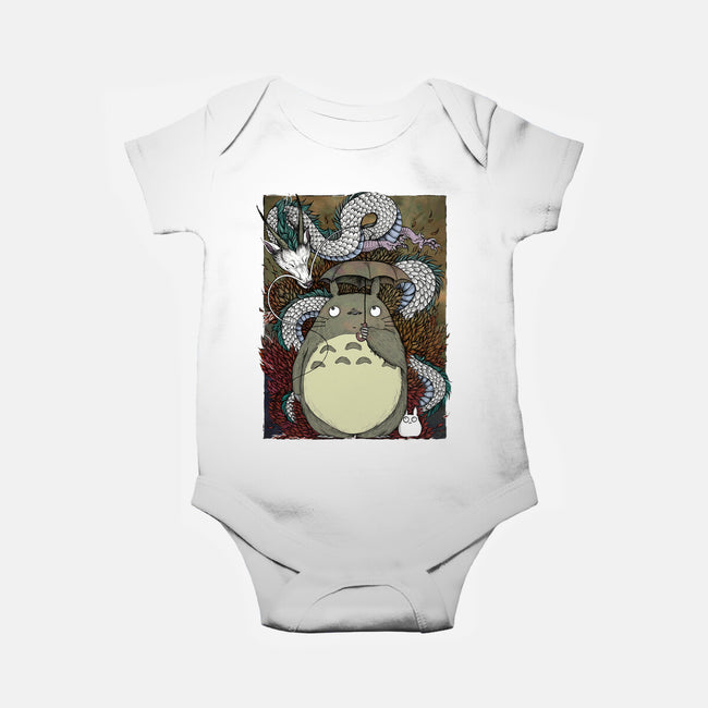 Dragon And God Of Forest-baby basic onesie-Bellades