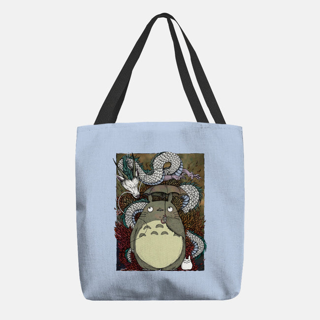 Dragon And God Of Forest-none basic tote bag-Bellades