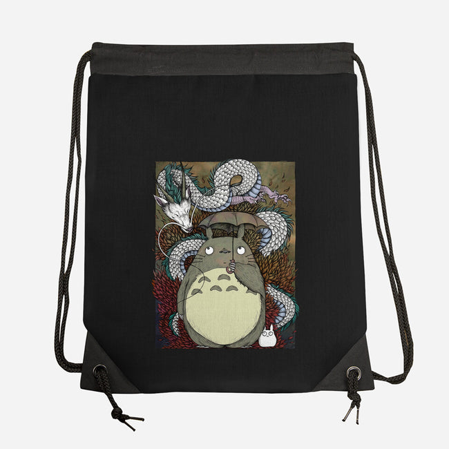 Dragon And God Of Forest-none drawstring bag-Bellades