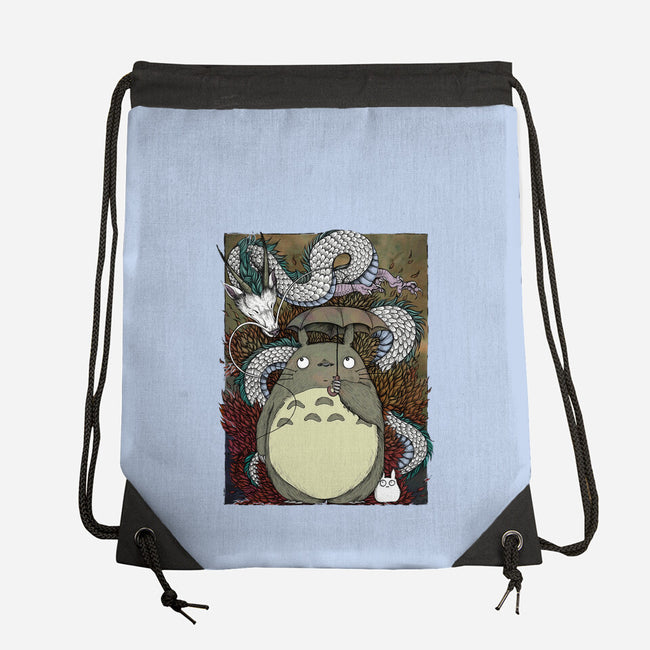 Dragon And God Of Forest-none drawstring bag-Bellades