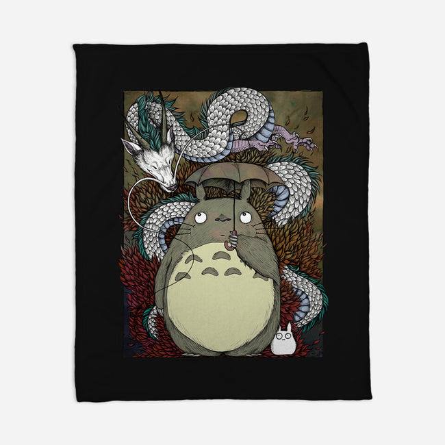 Dragon And God Of Forest-none fleece blanket-Bellades