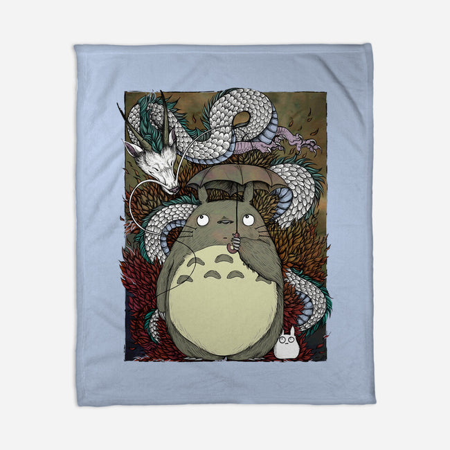 Dragon And God Of Forest-none fleece blanket-Bellades