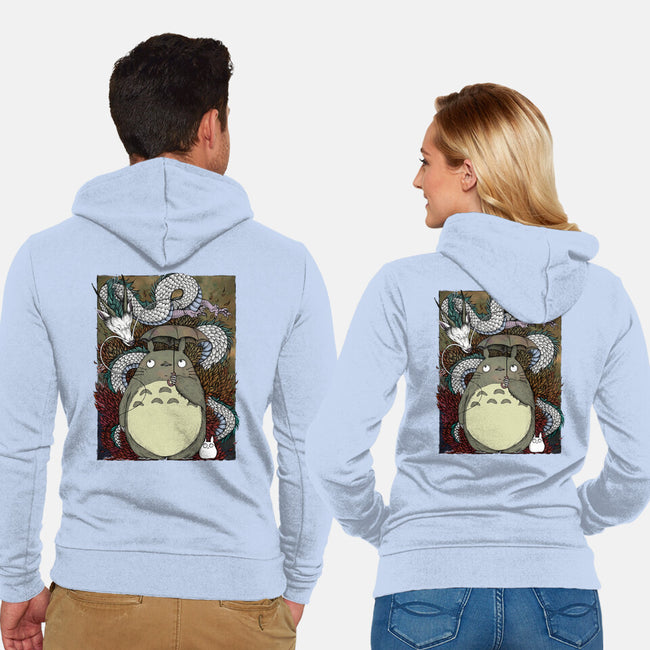 Dragon And God Of Forest-unisex zip-up sweatshirt-Bellades