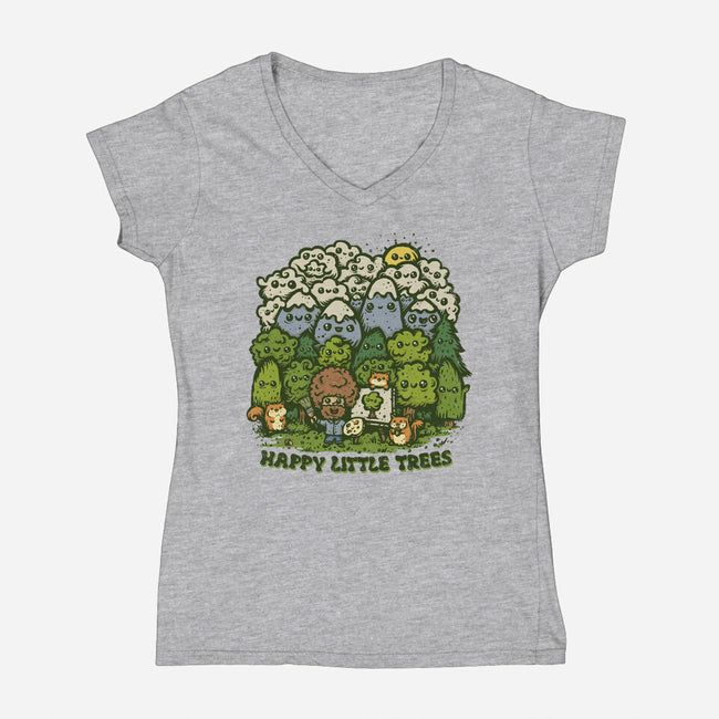 Happy Little Trees-womens v-neck tee-kg07
