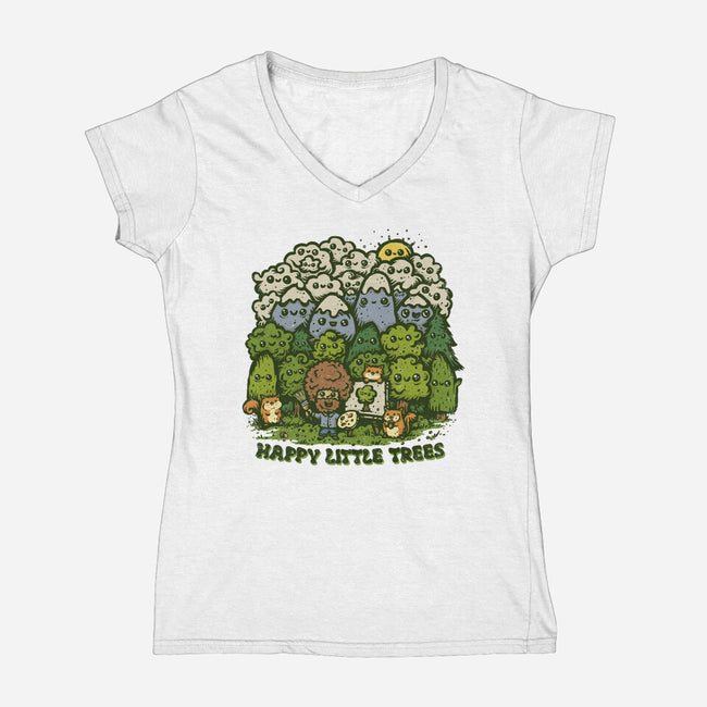Happy Little Trees-womens v-neck tee-kg07