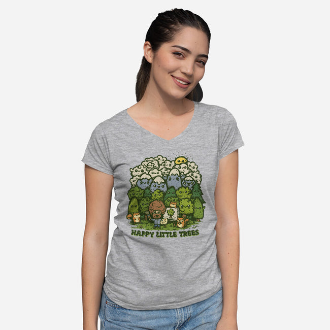 Happy Little Trees-womens v-neck tee-kg07