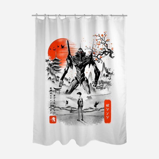 Shinji Ikari Eva 01 Ink-none polyester shower curtain-bellahoang
