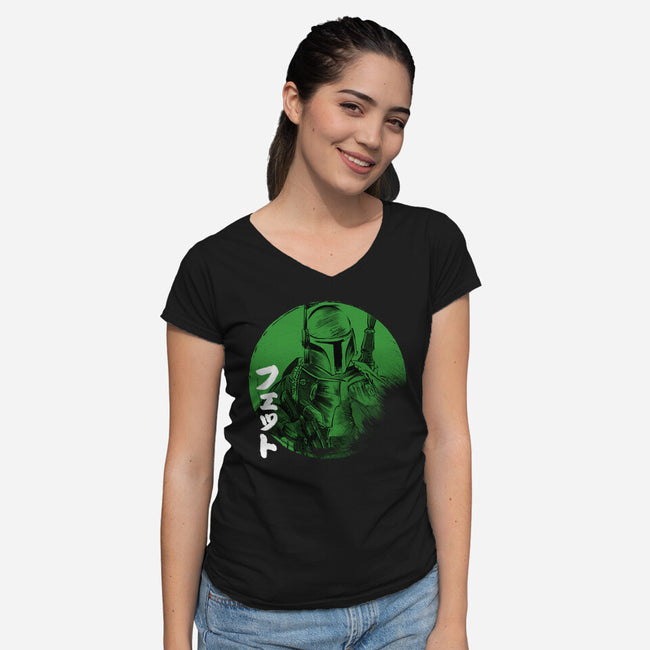 Green Sun Fett-womens v-neck tee-DrMonekers