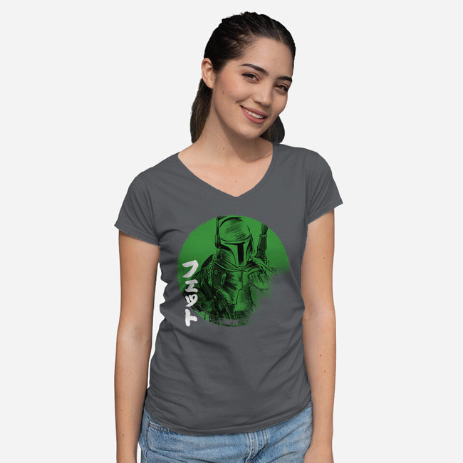 Green Sun Fett-womens v-neck tee-DrMonekers