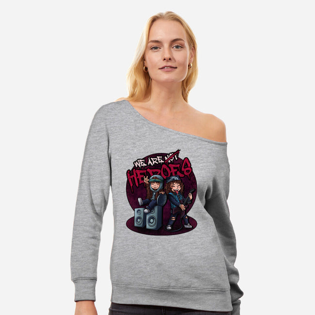 We Are Heroes-womens off shoulder sweatshirt-Conjura Geek