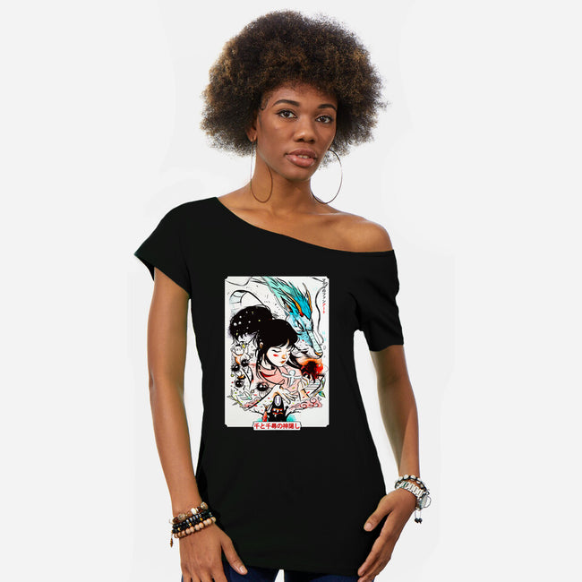 The Dragon's Love-womens off shoulder tee-Bellades