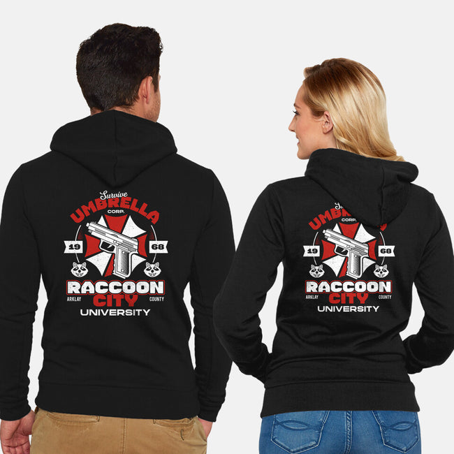 Survive Raccoon University-unisex zip-up sweatshirt-Logozaste