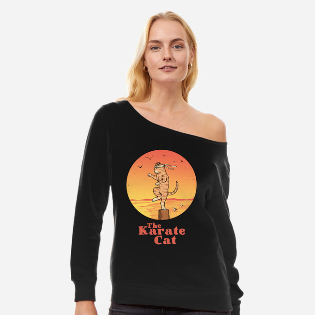 The Karate Cat-womens off shoulder sweatshirt-vp021