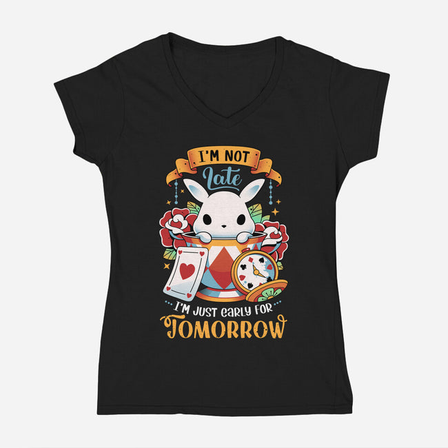 Wondrous Rabbit-womens v-neck tee-Snouleaf